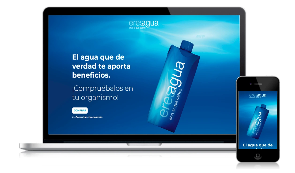 Página de inicio del sitio web de EresAgua, un proyecto de sostenibilidad