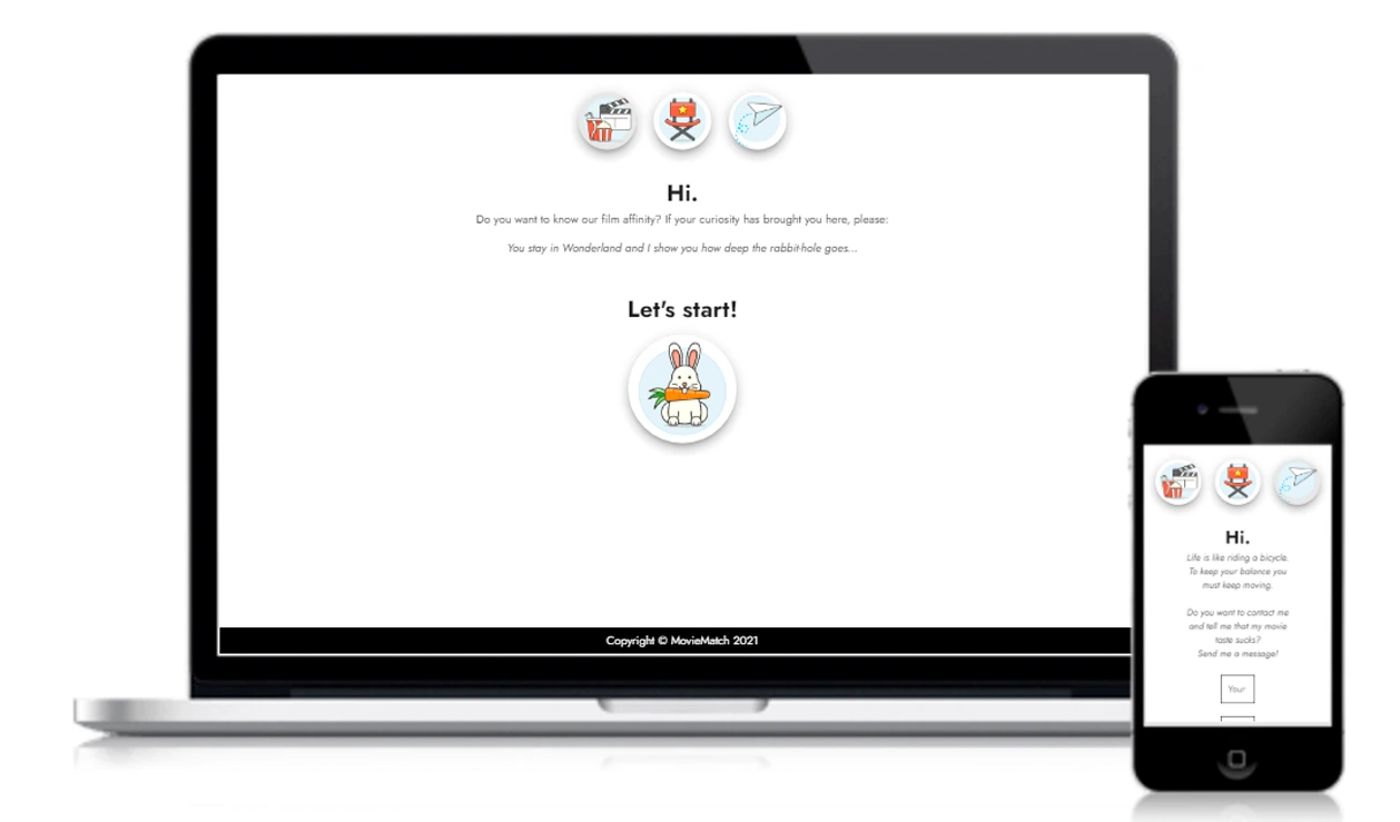 Captura de pantalla del desarrollo web Filmder project