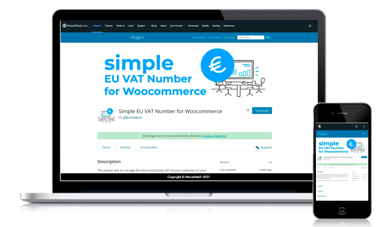 Captura de pantalla del plugin Simple EU VAT Number para WooCommerce